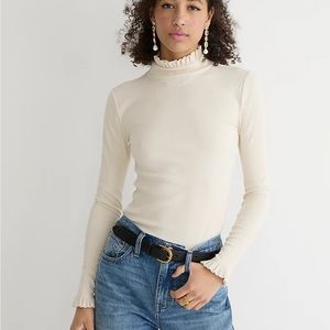 JCrew Vintage Rib Ruffle Mockneck Shirt